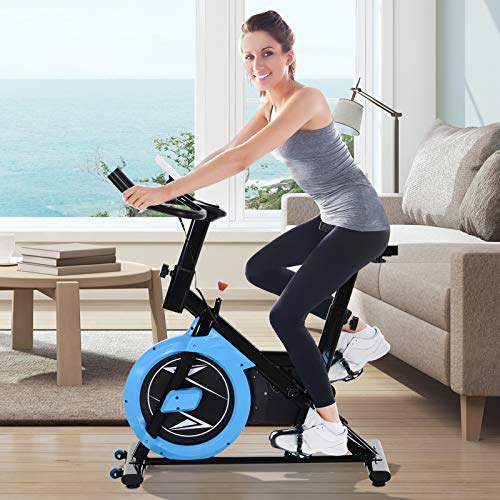 HOMCOM Exercise Bike, Stationary Belt Drive Bicycle, Resistance Adjustable with LCD Monitor, Indoor Cycling Bike for Home Gym Cardio Workout