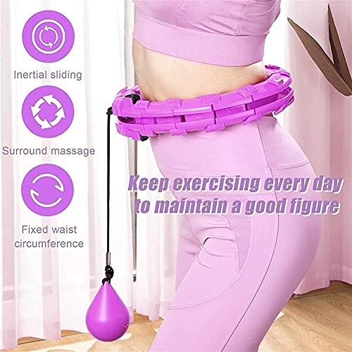 RIZUKI fitness hula hoops Adults Weight Loss Weighted Smart Hula Hoop,2In1 Abdomen Fitness Weight Loss Massage Non-Fall Hoola Hoops 25 Detachable Knots Adjustable Size Hoola Hoops Adults Exercising