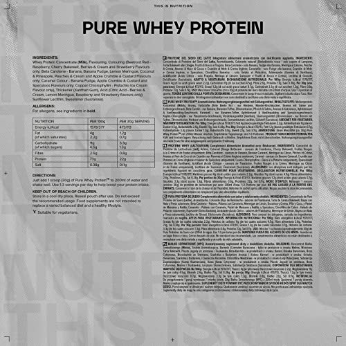 Bulk Pure Whey Protein Powder Shake, Strawberry, 1 kg, Packaging May Vary