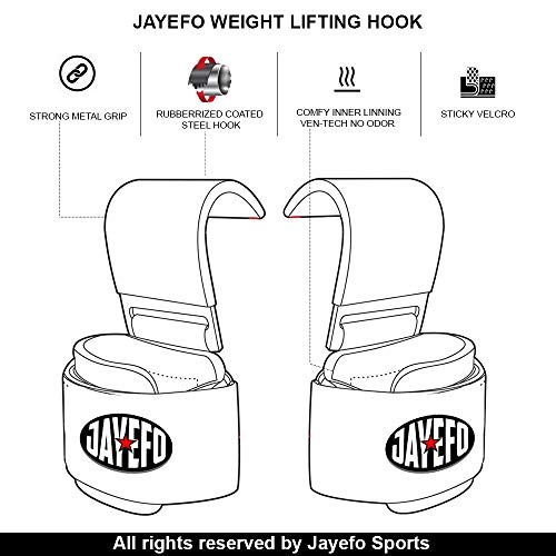 Jayefo Weight Lifting Hooks Wrist Wraps Support Hooks Grip Lifting Gloves Straps Bodybuilding Deadlifts Pull Ups Home Gym Workout…