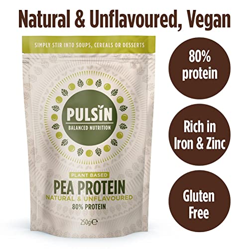 Pulsin - Unflavoured Vegan Pea Protein Powder - 1kg - 8.0g Protein, 0g Carbs, 41 Kcals Per Serving - Gluten Free, Plant Based, Palm Oil Free & Dairy Free