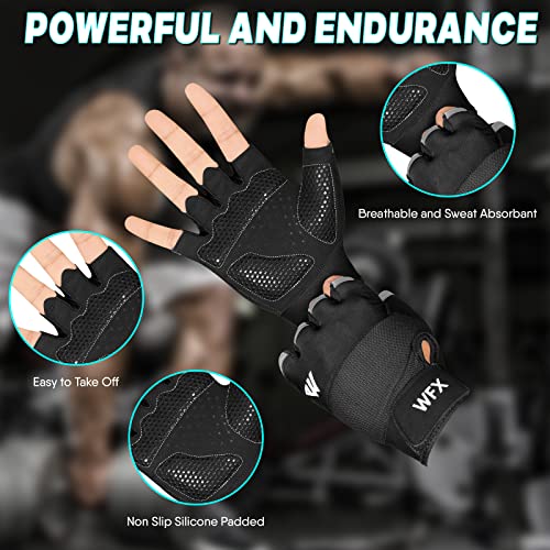WESTWOOD FOX Weight Lifting Gloves Workout Bodybuilding Fitness Non Slip Padded Palm Grip Breathable Gym Gloves Running Training Exercise for Men Women (L, Black) - Gym Store