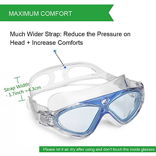 Swimming Goggles,Adult Swim Goggles Anti Fog No Leakage Clear Vision UV Protection Anti Slip Easy to Adjust Comfortable Silicone Skirt,Professional Swim Goggles for Men and Women (Blue/Clear lens)