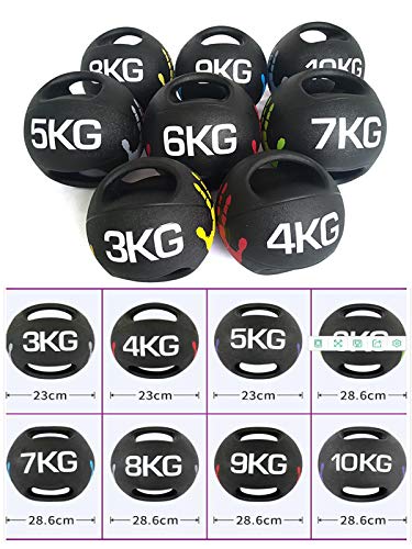Medicine Ball Binaural Medicine Ball, Home Gym Core Training Rubber Solid Ball Double-handle Gravity Ball, 3kg/4kg/5kg/6kg/7kg/8kg/9kg/10kg (Size : 4kg/8.8lbs)