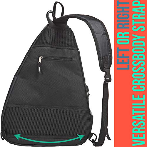 Athletico Sling Bag - Crossbody Backpack for Pickleball, Tennis, Racketball, and Travel for Men and Women (Black)