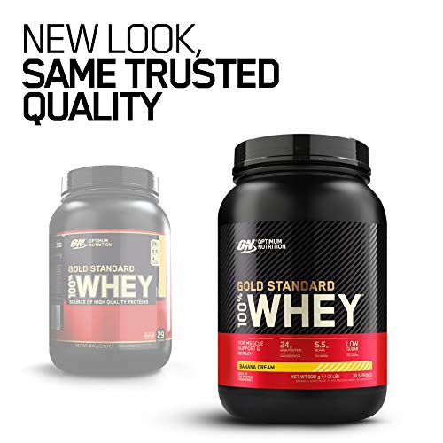 Optimum Nutrition Gold Standard Whey Protein, Muscle Building Powder With Naturally Occurring Glutamine and Amino Acids, Banana Cream, 30 Servings, 900g, Packaging May Vary