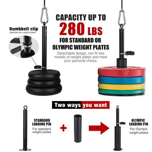 Cable Attachments For Gym, Fitness Cable Set Portable Exercise Rope Equipment Kit Lat Pull Down Machine Pulley System Gym, Max  weight load up to 280LBS