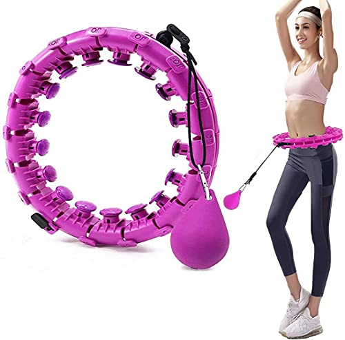 YUZE Smart Weighted Hula Hoop Removable And Adjustable Massage Fitness Weight Loss Hula Hoop 24 Sections Adjustable Size Suitable For Adults And Teenagers(Purple)