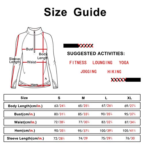 icyzone Women's Long Sleeve Running Yoga Top 1/2 Zip Sport Fitness Shirt with Thumb Holes (Black, S)