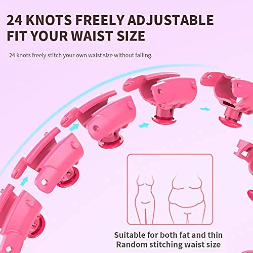 Fitness hula hoops,Weighted Hula Hoops Adults Weighted Exercise Hoop Smart Hula Hoop 2 In 1 Abdomen Fitness Weight Loss Massage Non-Fall Hula Hoops 24 Detachable Knots Adjustable Weight Auto-Spinning