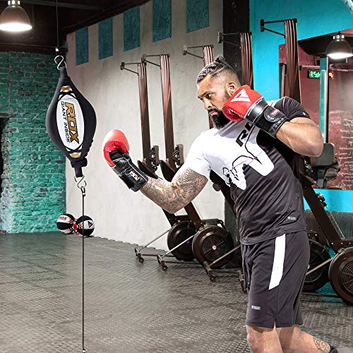 RDX Double End Speed Ball Maya Hide Leather Boxing Dodge Speed Bag Punching MMA Training Workout Floor to Ceiling Rope