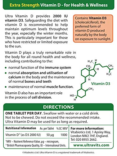 Vitabiotics Ultra Vitamin D 2000 IU Extra Strength Tablets (96 Tablets)