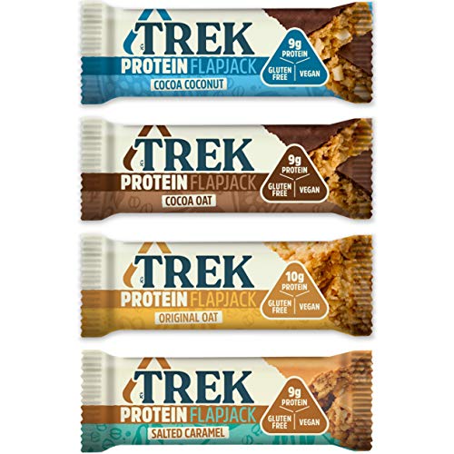 Trek Protein Flapjack Mixed Case - Natural Plant Protein - Gluten Free - Healthy Snack Bars, 50 g (Pack of 16), 99TRKMIX1