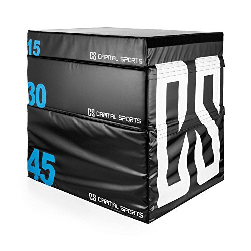 Capital Sports Rookso Soft Jump Plyo Box, Jump Box, Box Jump for Home Gym Boxing Training Workout (15 cm, Foam Filled, Durable), Black
