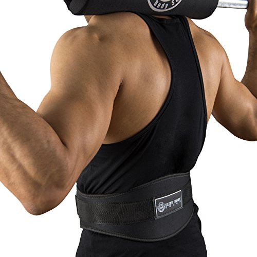 Elite Body Squad Weight Lifting Belt Pro Quality Neoprene Back Support Belt With Speed Fit Fastener And Stainless Steel Hook And Loop Design - 6” Wide Soft Feel Padding