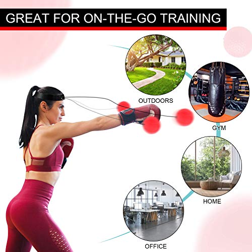 OOTO Upgraded Boxing Reflex Ball, Boxing Training Ball, Mma Speed Training Suitable for Adult/Kids Best Boxing Equipment for Training, Hand Eye Coordination and Fitness. (Red)