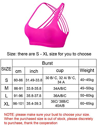 2 Pack Womens Padded Sports Bra Cross Back Bra Workout Strappy Bra Seamless Comfortable Yoga Bra (M, Black and Rose Red)