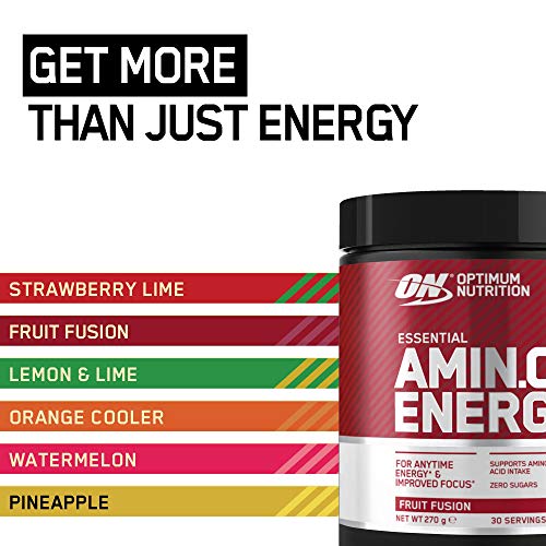 Optimum Nutrition Amino Energy Pre Workout Powder, Energy Drink with Beta Alanine, Vitamin C, Caffeine and Amino Acids, Fruit Fusion, 30 Servings, 270 g, Packaging May Vary