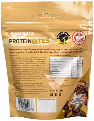 Maximuscle Protein Bites Millionaire Shortbread Flavour, 110 g (Pack of 6)