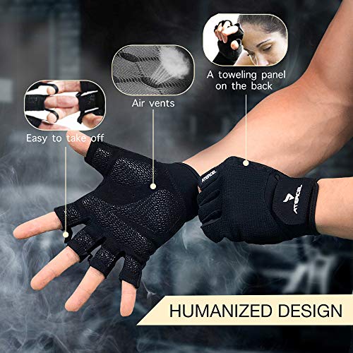 Atercel Gym Training Gloves, Best Workout Exercise Gloves for Crossfit, Cycling, Weight Lifting, Training, Breathable & Snug fit, for Men & Women (Black, XL) - Gym Store | Gym Equipment | Home Gym Equipment | Gym Clothing