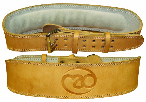 Fitness Mad Leather Weight Lifting Support Belt - Tan, Large