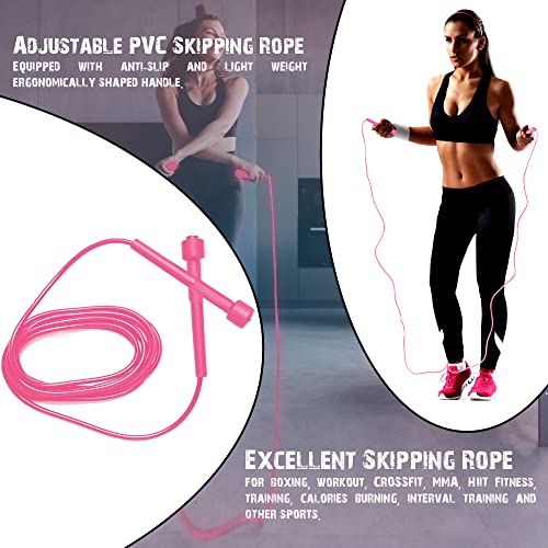 Muza Skipping rope adult for Home Exercise & Body Fitness men, women and kids | speed jumping rope with non slip handle | Adjustable skipping rope for Fitness , Crossfit and MMA (Pink)