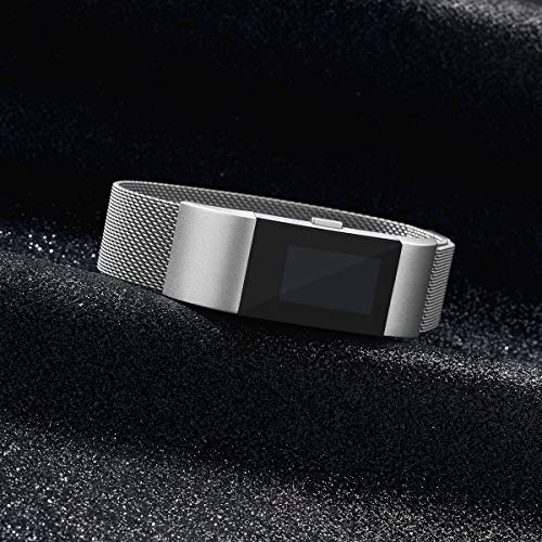Funbiz Compatible with Fitbit Charge 2 Strap - Stainless Steel Metal Mesh Band Replacement Wist Strap Compatible with Fitbit Charge 2, Men Women Small Silver