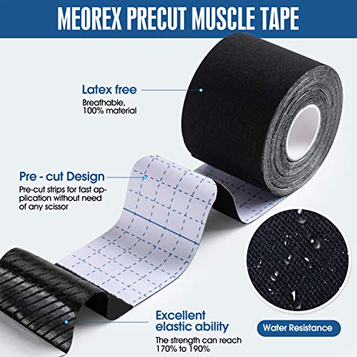 Sports Tape Strapping Precut, Waterproof Breathable Elastic Therapeutic Athletic Muscle Tape Support Shoulder, Knee, Physio Tape for Exercise, Injury Recovery, Physical Therapy, Pain Relief.