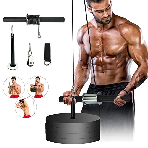 PELLOR Forearm Wrist Blaster Roller with Heavy Duty Pulley Gym Arm Strength Trainer for Lat Pull downs, Bicep curls, Triceps Extensions Fitness Gym Workout [Grip Wire Rope and Steel Pipe]