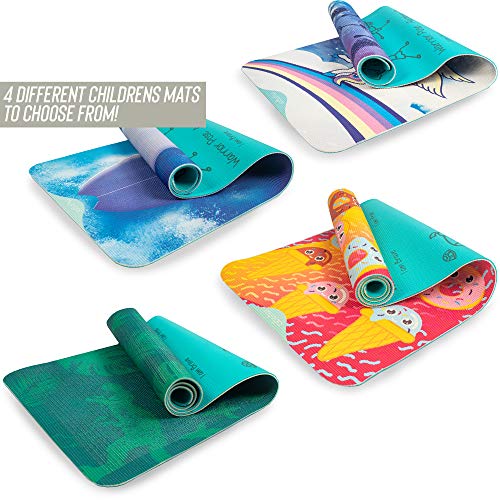 Myga Childrens Yoga Mat - Sweet Dreams Printed Kids Yoga Mat - Childs Exercise Mat for Pilates, Non Slip Multi Purpose Fitness Mat - Core Workout for Home, Gym, Studio