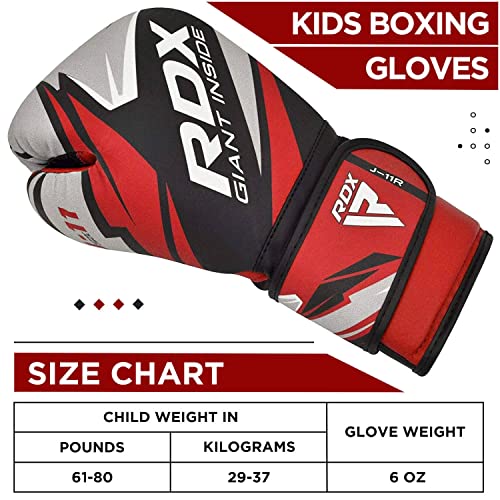 RDX Kids Boxing Gloves for Training and Muay Thai, Maya Hide Leather Junior Mitts for Kickboxing, Sparring Good for Youth Punch Bag, Grappling Dummy and Focus Pads Punching