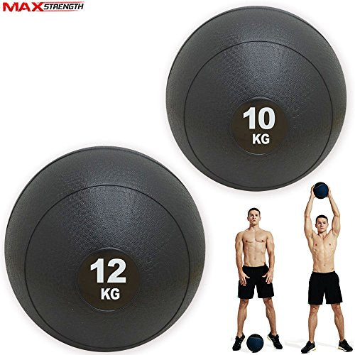 MAXSTRENGTH Slam Ball Workout MMA Fitness Home Weight Lifting Training No Bounce 12kg, 10kg (10kg)