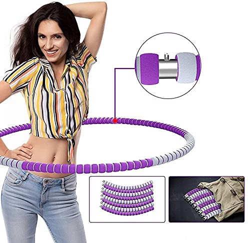 YUZE Weighted Hula Hoop 8 Sections Can Be Adjusted Freely Thick Foam Massage Design Suitable For Adult Fitness And Weight Loss(Purple+Grey)
