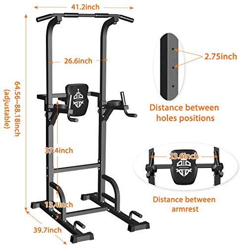 Sportsroyals Power Tower Dip Station Pull Up Bar for Home Gym Strength Training Workout Equipment, 400LBS