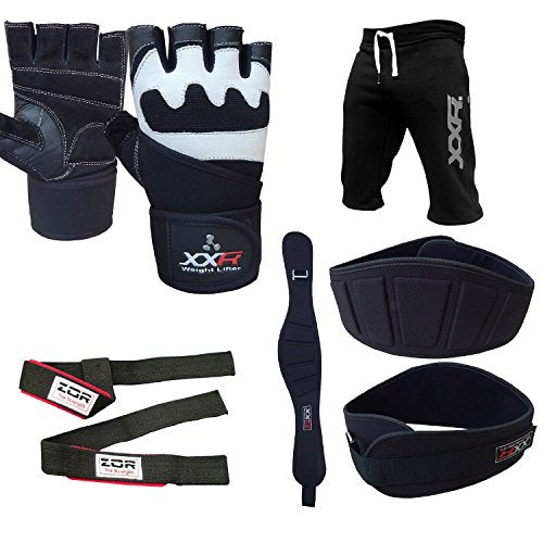 XXR ZOR Strength Gym Set Shorts Gloves Weight Lifting Belt & Strap Training Set