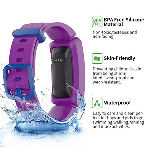 Aveegel Compatible with Fitbit Ace 2 Strap for Kids 6+, Soft Silicone Waterproof Bracelet Accessories, Sport Bands Colorful Wristbands for Fitbit Inspire HR & Ace 2 Boys Girls