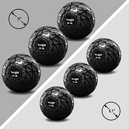 Yes4All D377 Slam Balls 4.5 – 18.1kg/Slam Medicine Ball Version/Sand-Filled No-Bounce Exercise Ball, Suitable for Crossfit Workout and Strength Training (Black) – 18.1kg, Dynamic Black