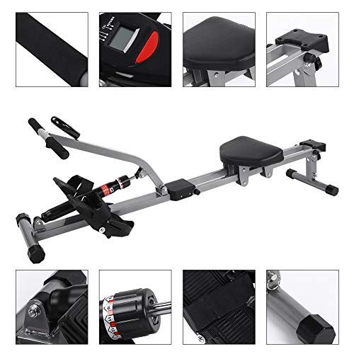 Les-Theresa Steel Rowing Machine Cardio Rower Workout Body Training Home Gym Fitness Accessory