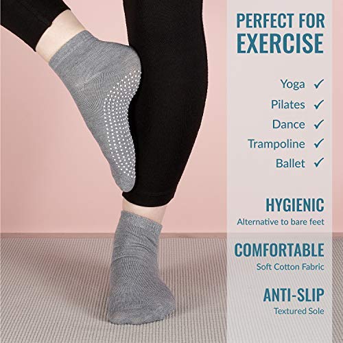 3 x Pairs Non Slip Yoga Pilates Socks Martial Arts Fitness Dance Barre, Anti-slip/Non-slip, Full Toe Ankle Fall Prevention Grip Socks, Sox UK 4-8 / EU 37-42 (Blue/Pink/Purple Non Slip)