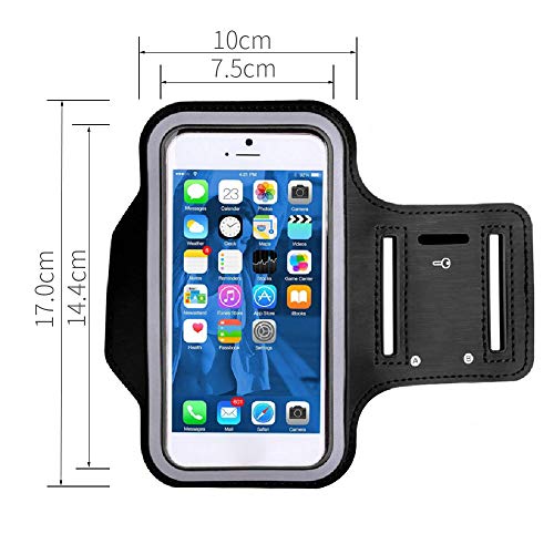 LISRUI Running Armband Climbing Phone Holder for iPhone XS XR X 8 7 6s 6, Galaxy S10/S9/S8, large screens 4.9-5.8'', Comfortable Leather Case Package Sweatproof Bag with Key Holder & Extension Strap