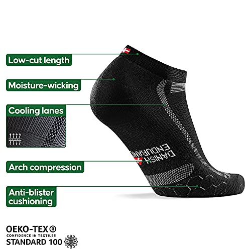 Long Distance Low-Cut Running Socks for Men & Women (Black/Grey, 9-12)