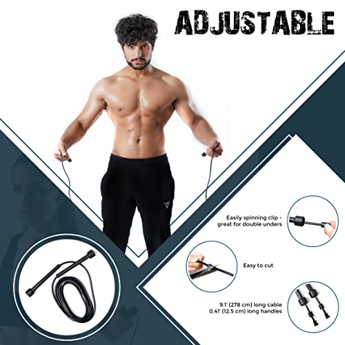 Muza Skipping rope adult for Home Exercise & Body Fitness men, women and kids | speed jumping rope with non slip handle | Adjustable skipping rope for Fitness, Fat Burning, Boxing, Crossfit and MMA - Gym Store