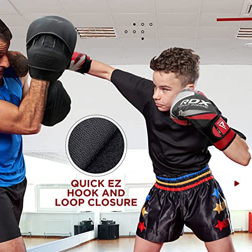RDX Kids Boxing Gloves for Training and Muay Thai, Maya Hide Leather Junior Mitts for Kickboxing, Sparring Good for Youth Punch Bag, Grappling Dummy and Focus Pads Punching