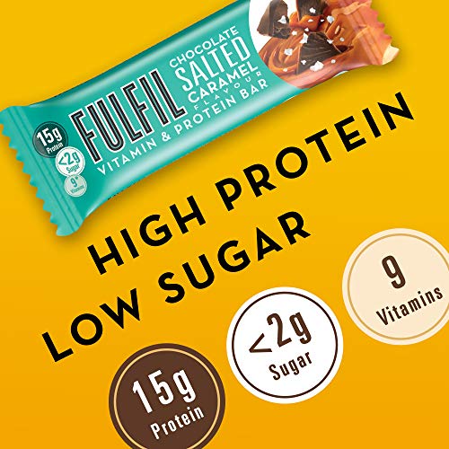 FULFIL Vitamin and Protein Snack-Size Bar (15 x 40g Bars) — Chocolate Salted Caramel Flavour — Low Sugar, 15g High Protein, 9 Vitamins