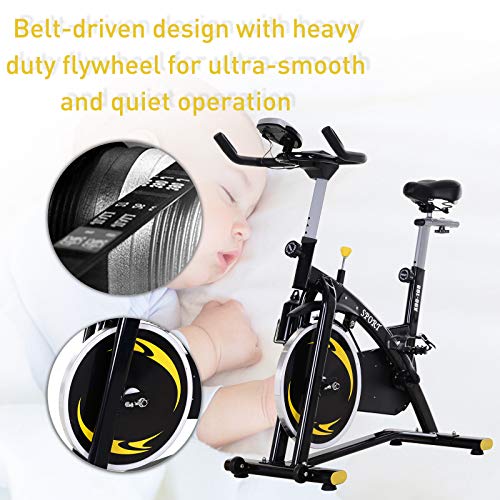 HOMCOM Stationary Exercise Bike with 10KG Flywheel Aerobic Training Indoor Cycling Upright Cardio Workout Home Fitness Racing Machine with LCD Monitor Phone Holder