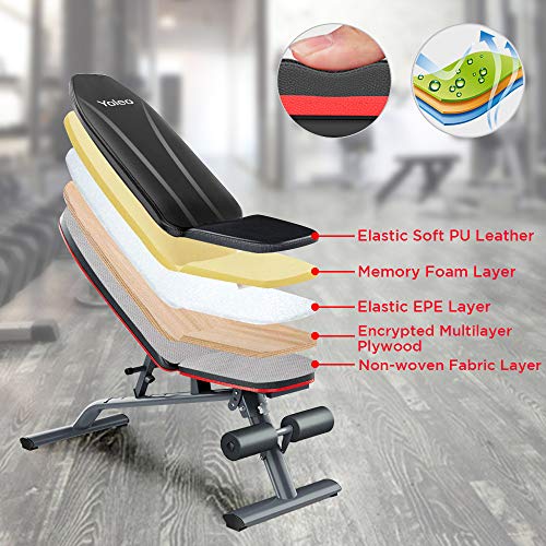 YOLEO Adjustable Commercial Grade Weight Bench Foldable 550lbs Capacity Multiuse Full Body Workout Bench Weight Lifting Sit Up Ab Bench Flat Incline Decline Bench Press for Home Exercise Gym