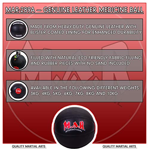 MAR Genuine Leather Medicine Balls for Abdominal Strength and Muscular Endurance Improvement – Essential Accessory for Every Boxer (Single) (8)