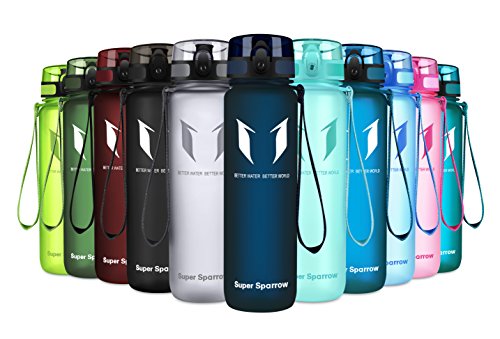 Super Sparrow Sports Water Bottle - 350ml & 500ml & 750ml & 1000ml - Non-Toxic BPA Free & Eco-Friendly Tritan Co-Polyester Plastic - For Running, Gym, Yoga, Outdoors and Camping