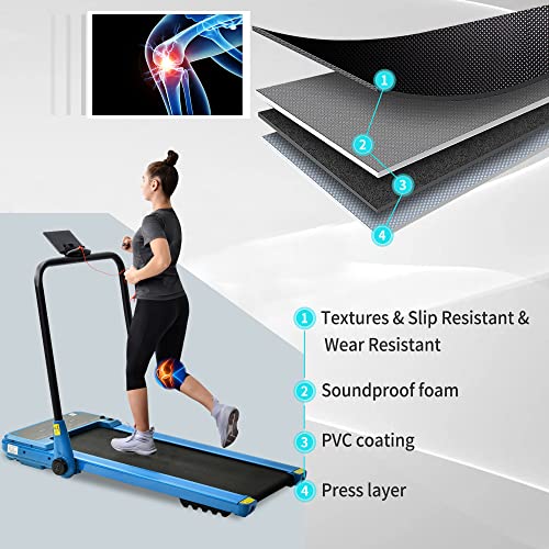 Electrical Motorized Treadmill Portable Folding Running Machine Fitness Exercise Cardio Jogging 1.5HP Powerful Motor 12km/h (Blue)