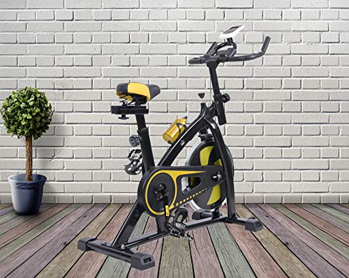 2020 New Sport Aerobic Exercise Bike Studio Indoor Training Fitness Cardio Bike Cycling Home Fitness Gym LED Monitor (FREE WATER BOTTLE INCLUDED) (BLACK/Yellow)